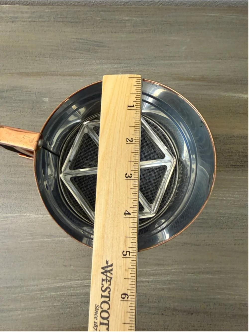 Vintage Foley Sift-Chine Triple Screen Flour Sifter Copper Finish Kitchen